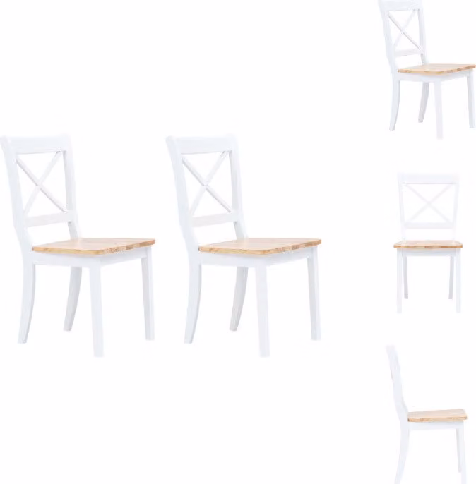 vidaXL Sedie da pranzo 2 pezzi Bianco Legno chiaro Legno massiccio Albero di gomma - Sedie da pranzo
