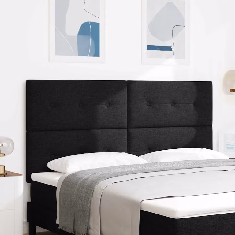 Testiera per letto regolabile in altezza vidaXL in tessuto nero con struttura in legno di pino, Larghezza: 180 cm