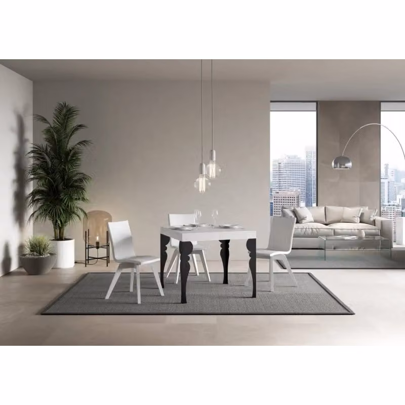 Tavolo allungabile Itamoby Paxon moderno con telaio antracite e piano bianco frassino L/P/H: 90 x 90/246 x 77 cm – 2