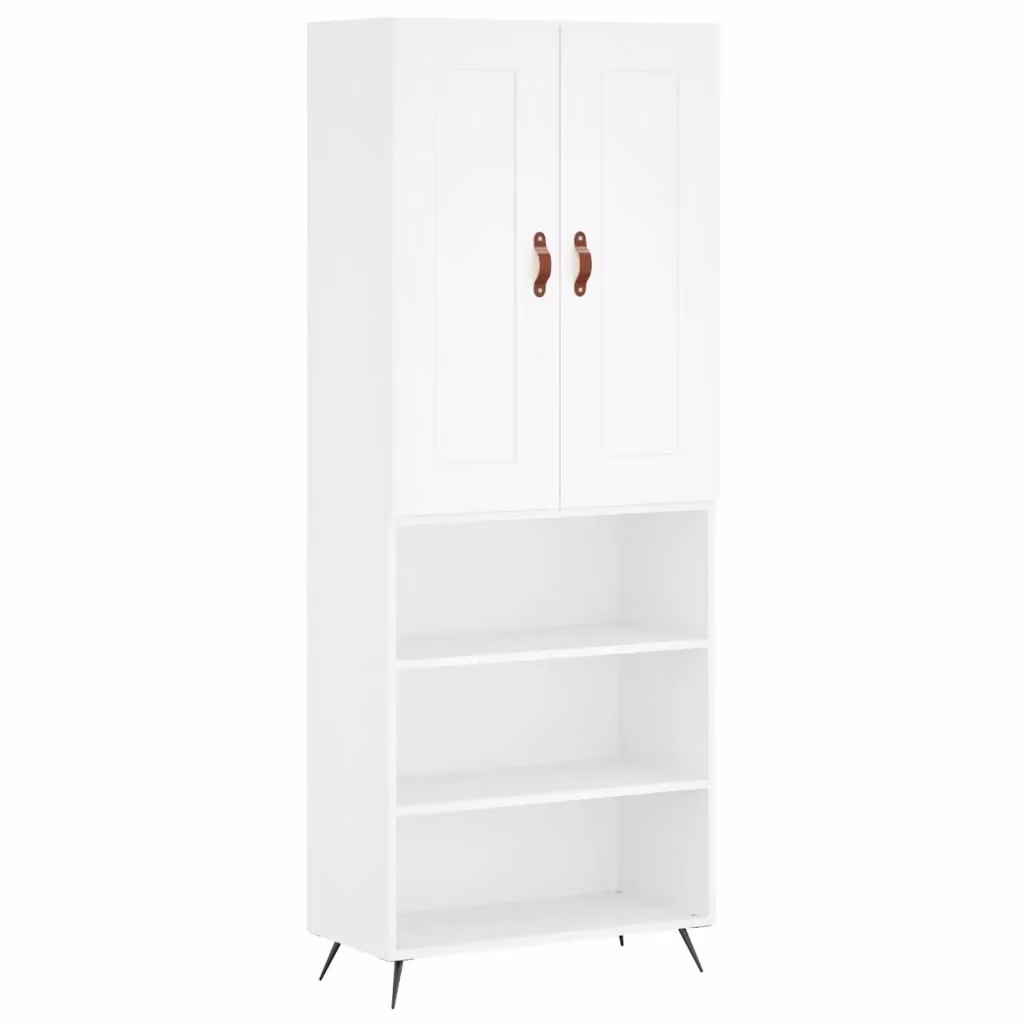 Credenza moderna bianca da parete vidaXL in legno e metallo L: 69,5 cm, P: 34 cm, H: 180 cm – 2