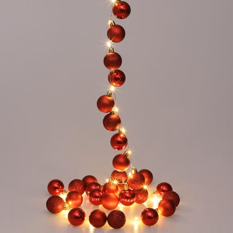 Luci a LED, palline rosse, 2 m, 40 LED, timer