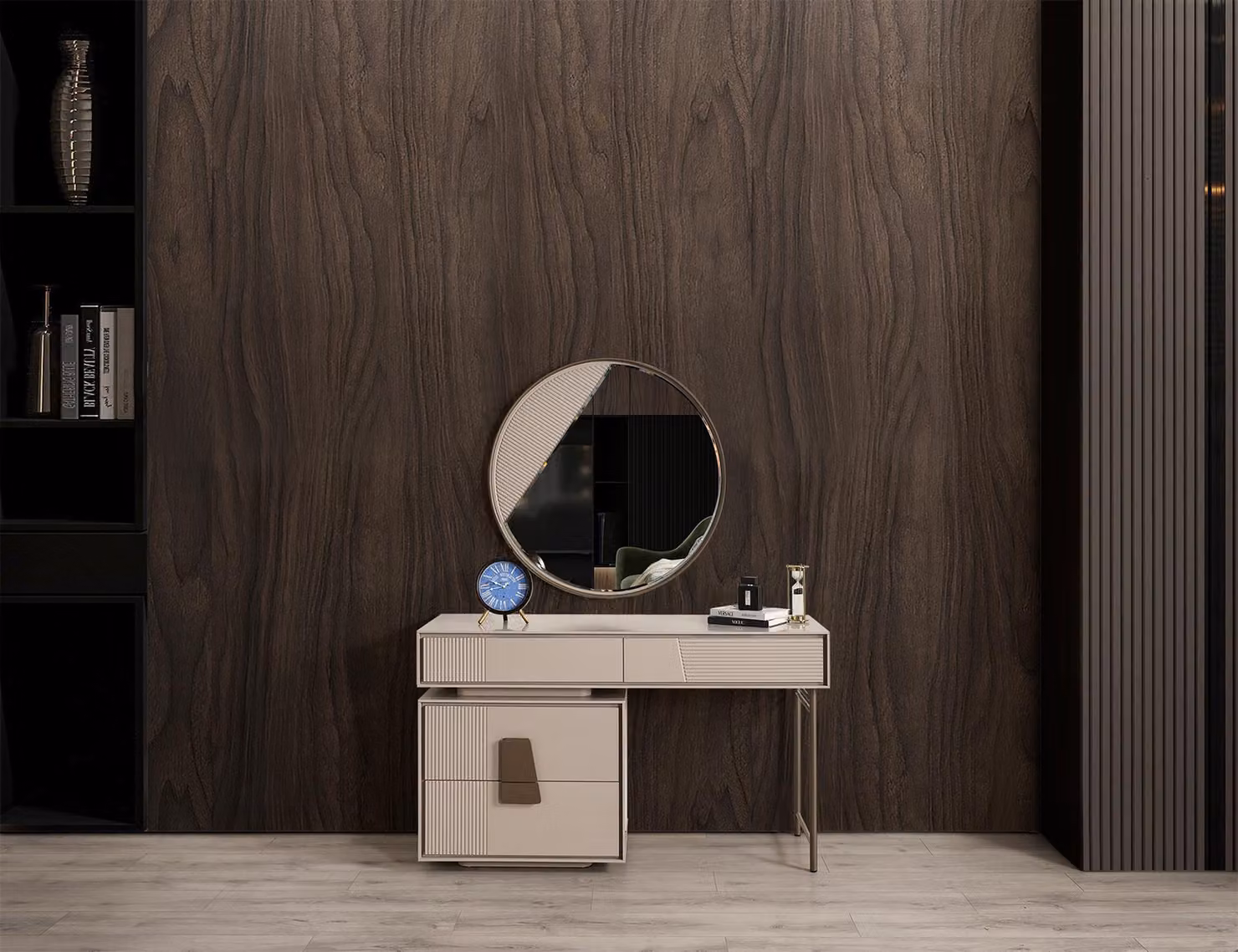 Stilvoller Beiger Schminktisch Spiegel Moderne Schlafzimmer Möbel
