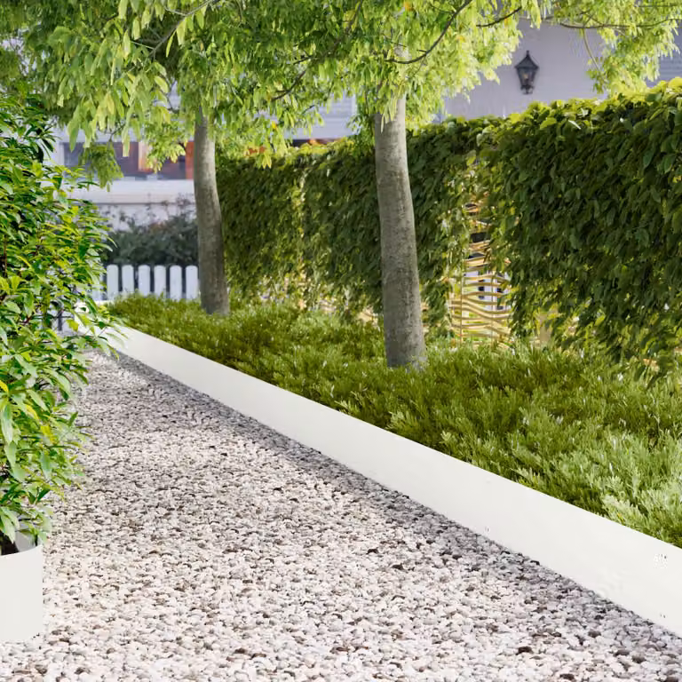 Set di 10 bordure per prato vidaXL in acciaio bianco, L: 103 cm, H: 25 cm