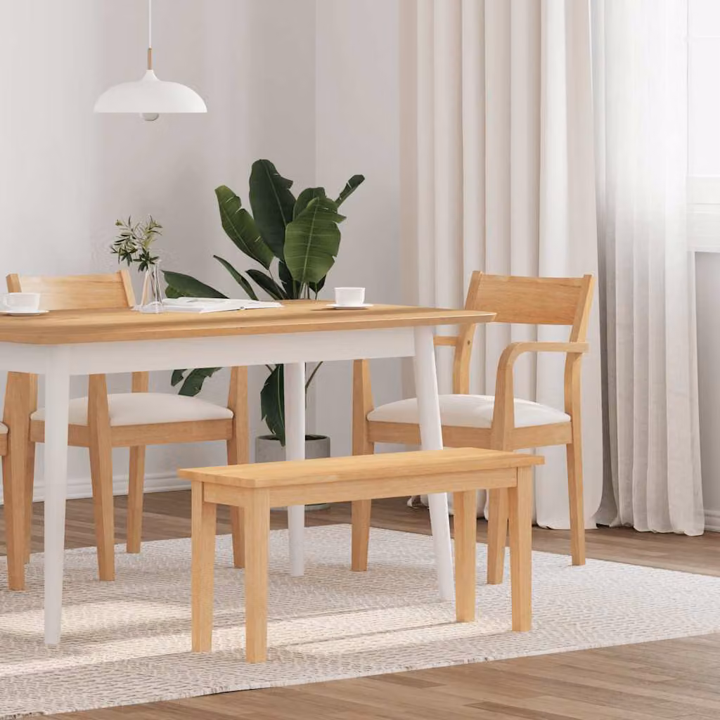 Panca vidaXL in legno massello marrone per cucina e sala da pranzo, L: 90 cm, H: 45 cm, P: 30 cm