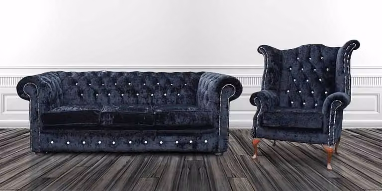 Sofagarnitur Chesterfield Polster Couch Sofa Leder Sitz Garnitur Ohrensessel 425