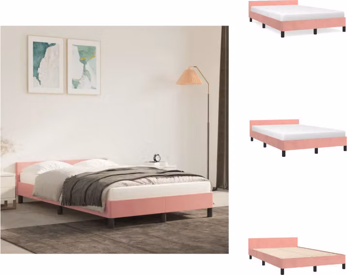 vidaXL Letto con testiera in velluto rosa 120x200 cm - Letti & Reti