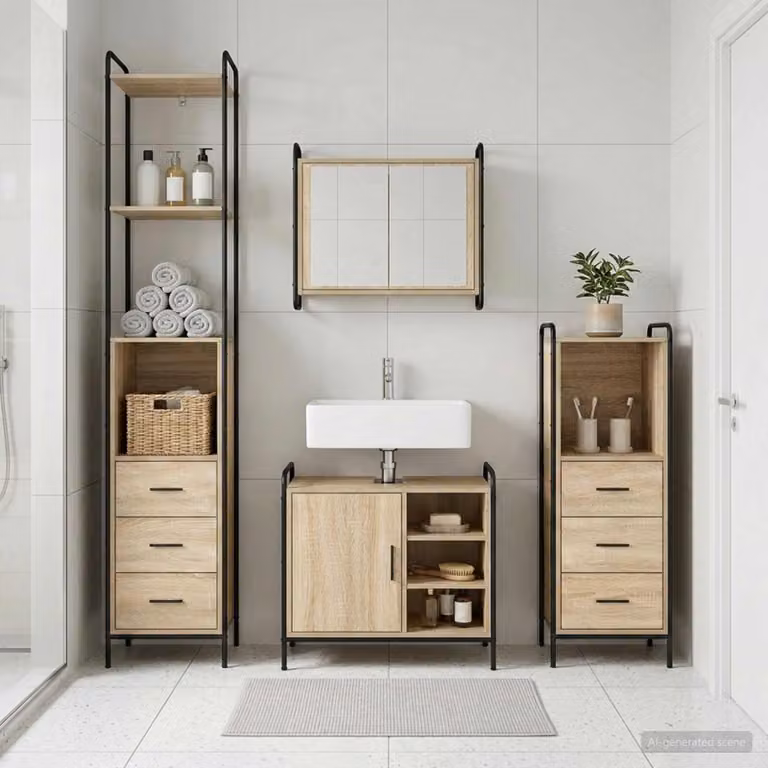 vidaXL Set di Armadi da Bagno 4 pz Rovere Sonoma 40 x 36 x 200,5 cm