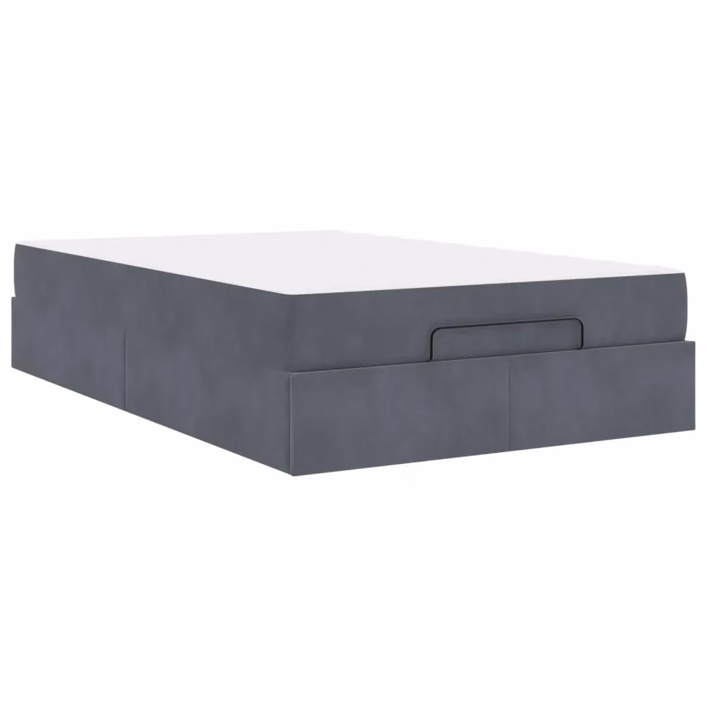 vidaXL Struttura letto con materasso 2 pezzi in velluto grigio, L/P/H: 190 x 140 x 43,5 cm – 2