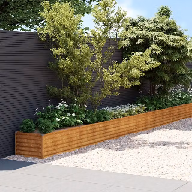 Fioriera Rialzata da Giardino Design Mania in Acciaio Corten Marrone L: 1152 cm, P: 50 cm, H: 36 cm