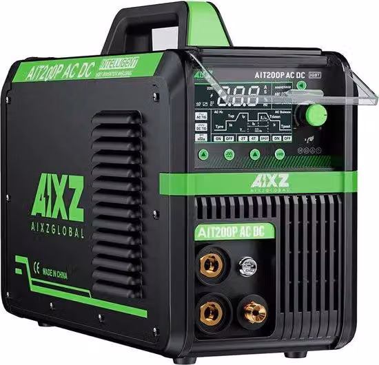 Saldatrice elettrica - 200 A - Protezione contro il surriscaldamento - Inverter IGBT a impulsi HF TIG CA/CC - Potenza dell'arco 2T-4T - Nero