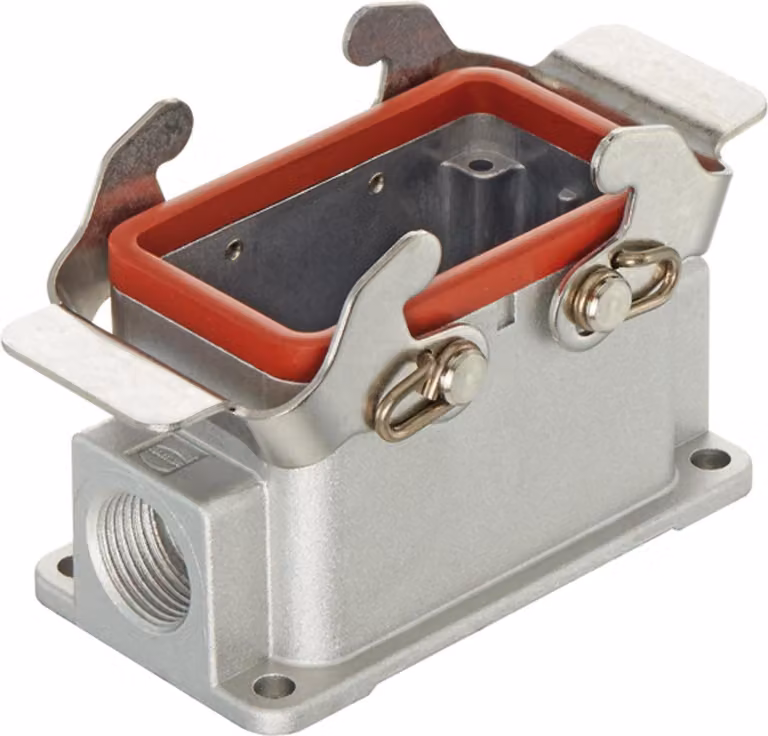 "Han 10B High Temp custodia di base bassa, 1xM20 uscita cavo laterale, con 2 staffe a croce"