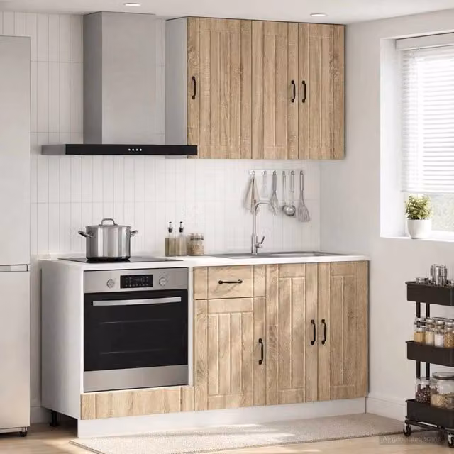 Unità cucina moderna vidaXL in legno color rovere marrone con ante a battente e cassetti L/P/H: 87.0 x 60.0 x 46.0 cm