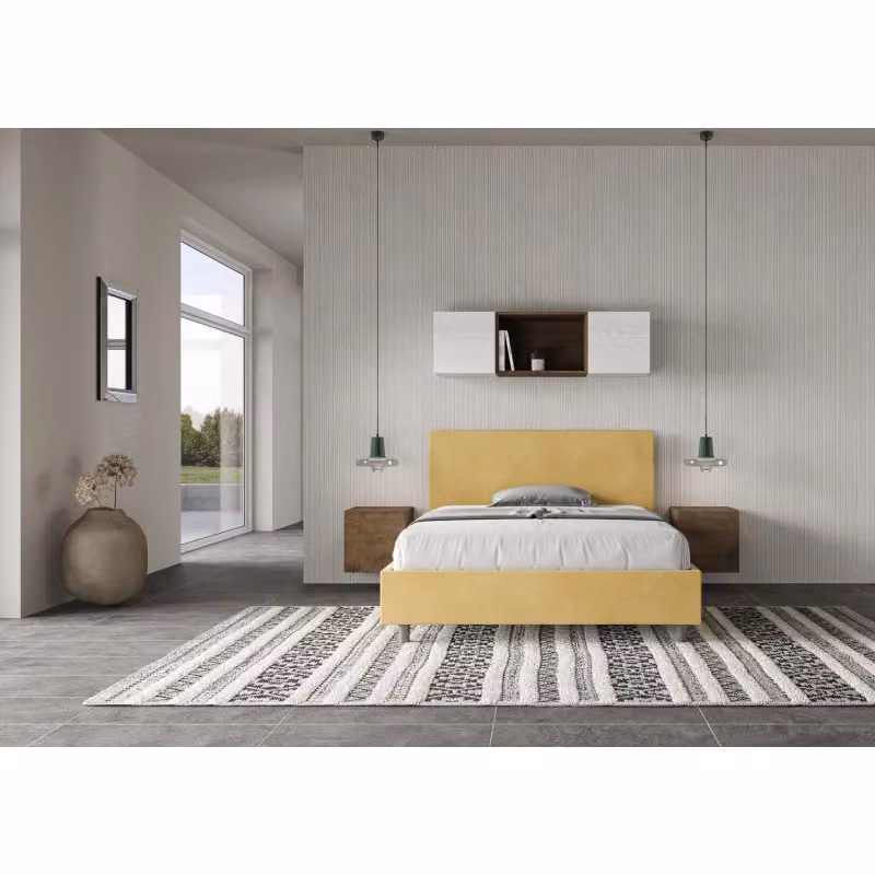 Letto imbottito Adele Ityhome in microfibra colore giallo L/P/H: 130 x 200 x 106 cm – 2