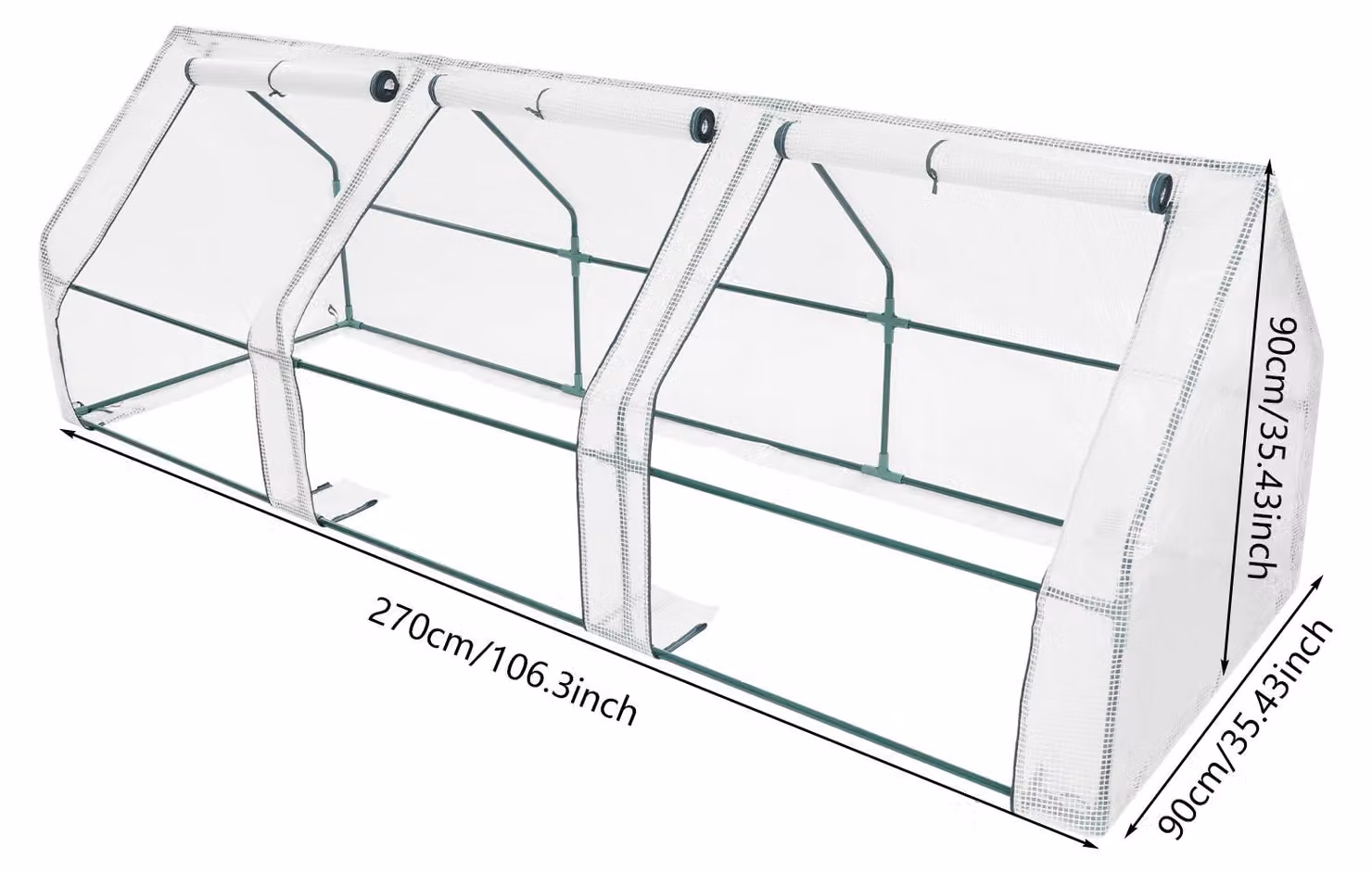 Serra piccola - Serra per pomodori da balcone - Autoportante - Realizzata in pellicola PE e struttura in metallo - Con finestra a ribalta - Dimensioni: 270x90x90 cm, ideale per terrazza e giardino