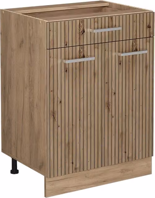 Mobiletto base per cucina Vicco R-Line in Rovere dorato con cassetto, senza piano di lavoro
