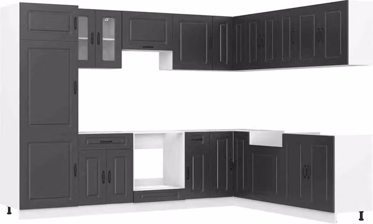 Set Mobili da Cucina 14 pz Kalmar Neri Legno Multistrato