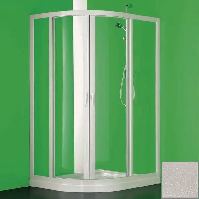 Box doccia due lati scorrevole asimmetrico in acrilico opaco, pvc bianco Raplas 80x100 cm