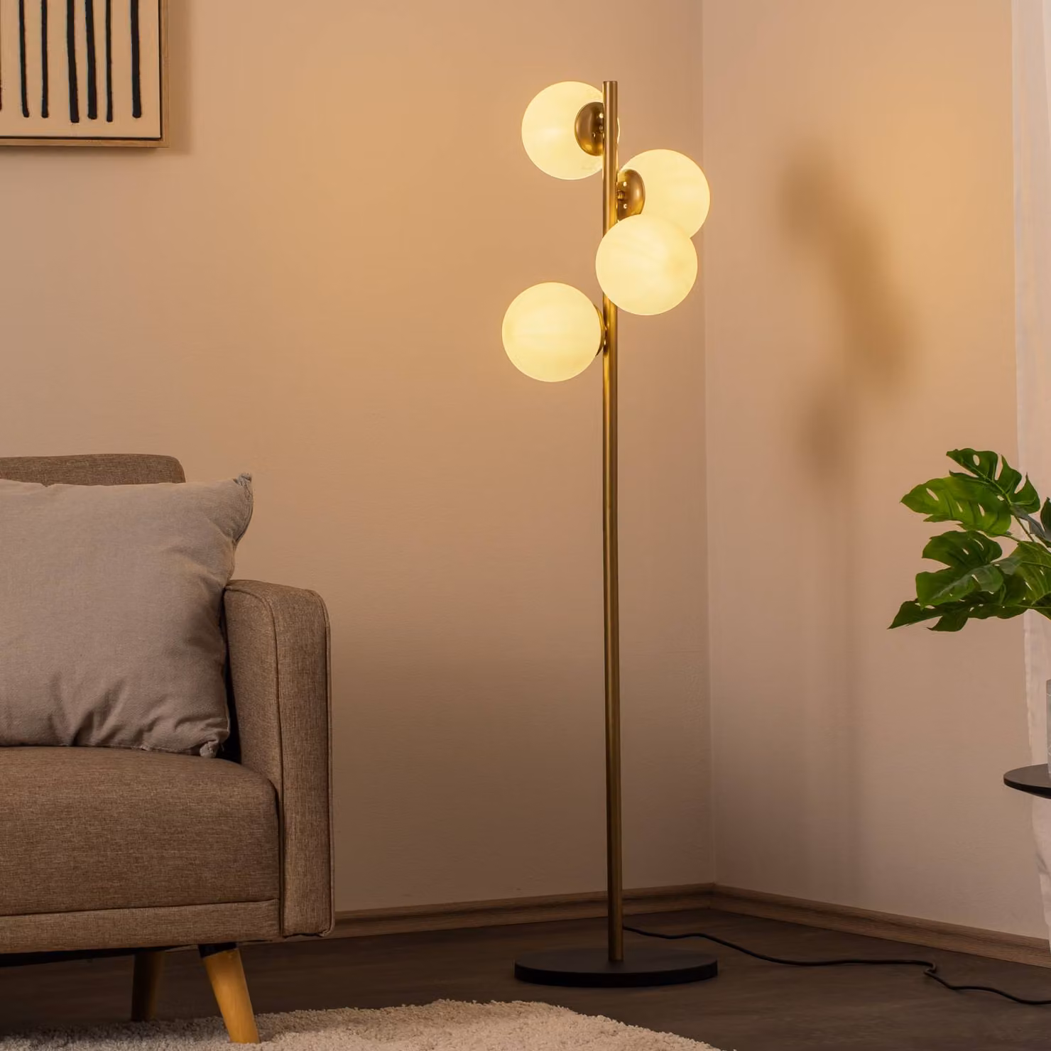 Lampada da terra Faze Opviq, Ottone / Oro, Soggiorno / Sala da pranzo, Metallo, Lampada da terra