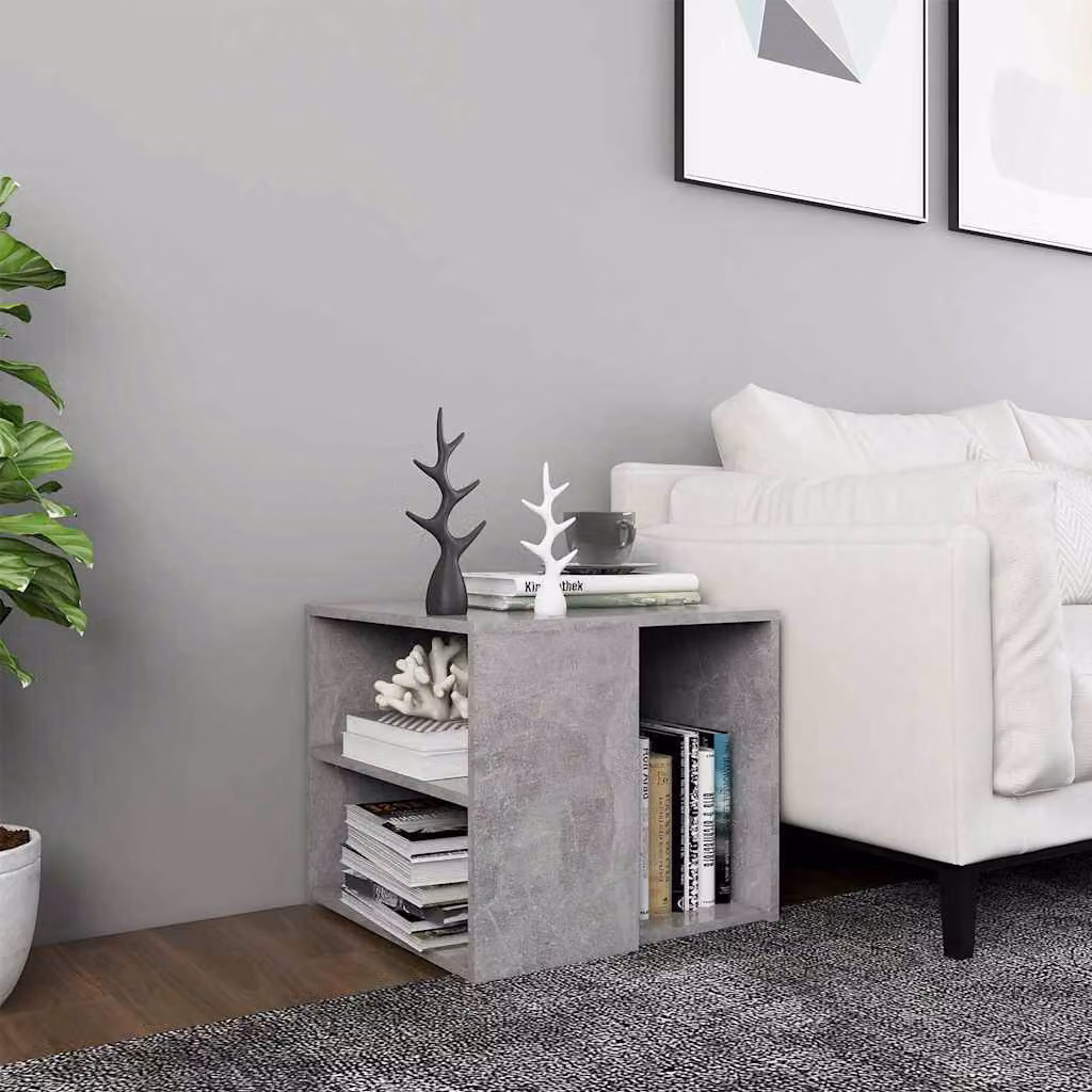 Tavolino quadrato moderno vidaXL in composito grigio L/P/H: 50 x 50 x 45 cm