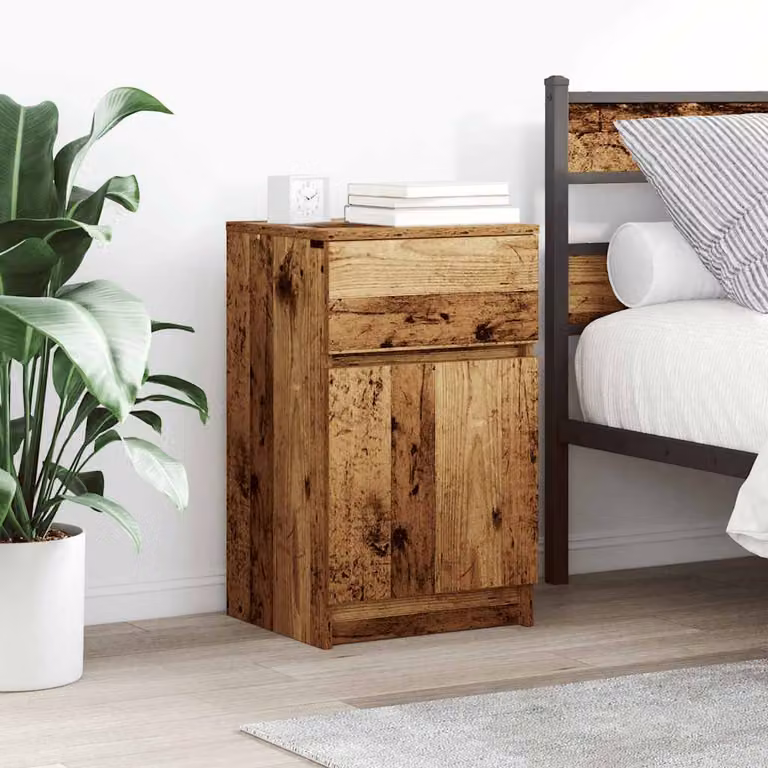 vidaXL Comodino in Legno Antico Marrone L: 39 cm, P: 35 cm, H: 65 cm