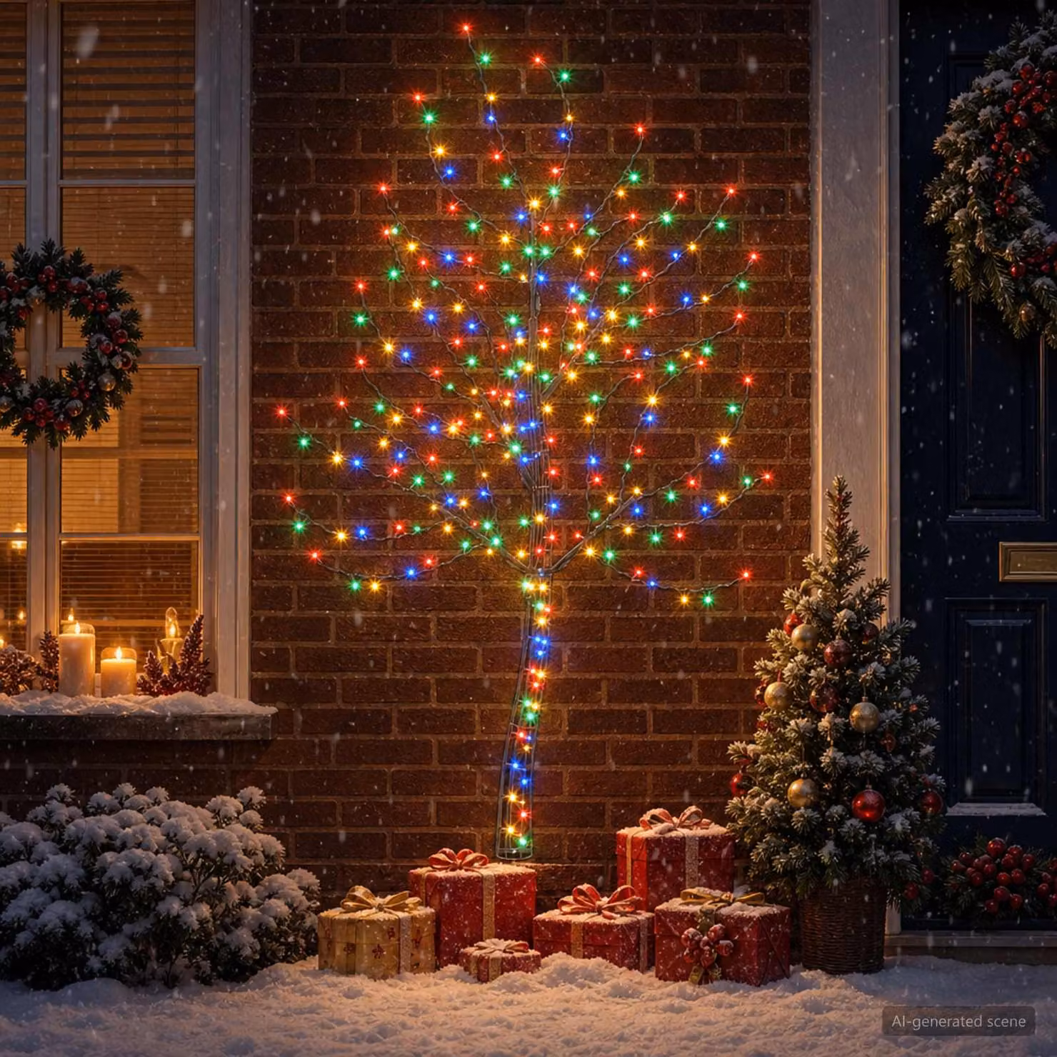 vidaXL Albero di Natale da parete a LED 180 cm 200 LED Multicolore