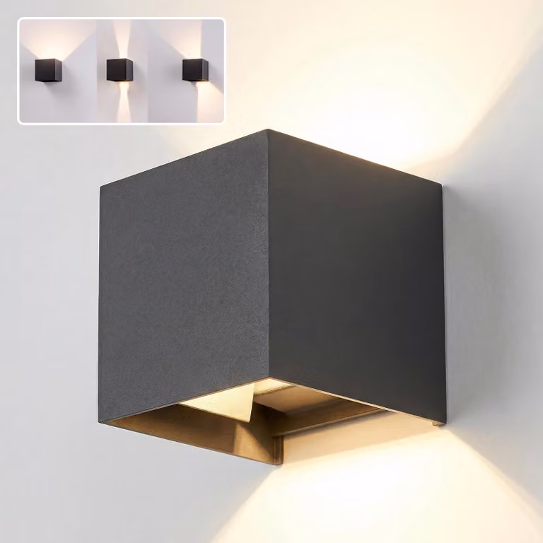 Grafner applique in alluminio nero, angolo di emissione regolabile, lampadina LED COB da 8 watt, 3000K bianco caldo, IP44, fascio di luce verso l'alto / verso il basso, per interni ed esterni, applique antracite