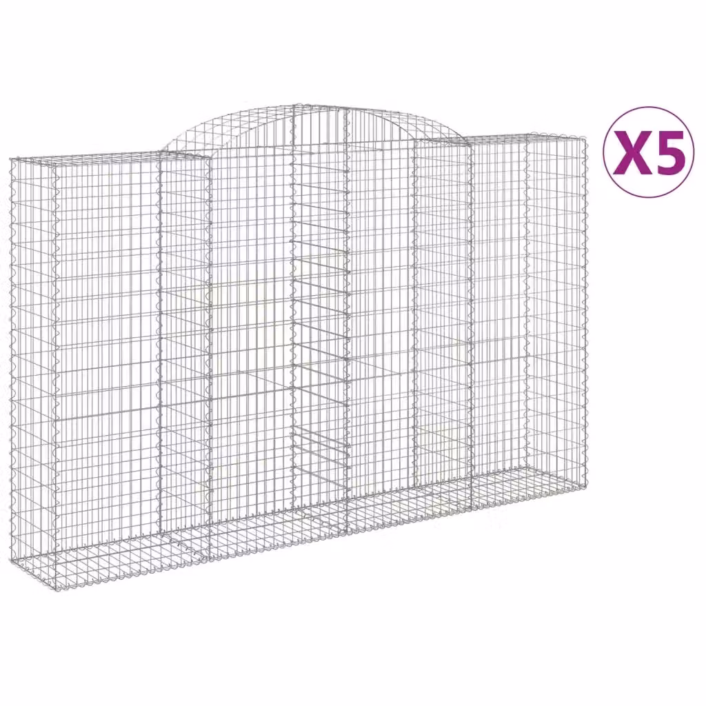 Set di 5 Cesti Gabbioni ad Arco Videx in Acciaio Zincato Argento L: 300 cm, P: 50 cm, H: 180/200 cm – 2