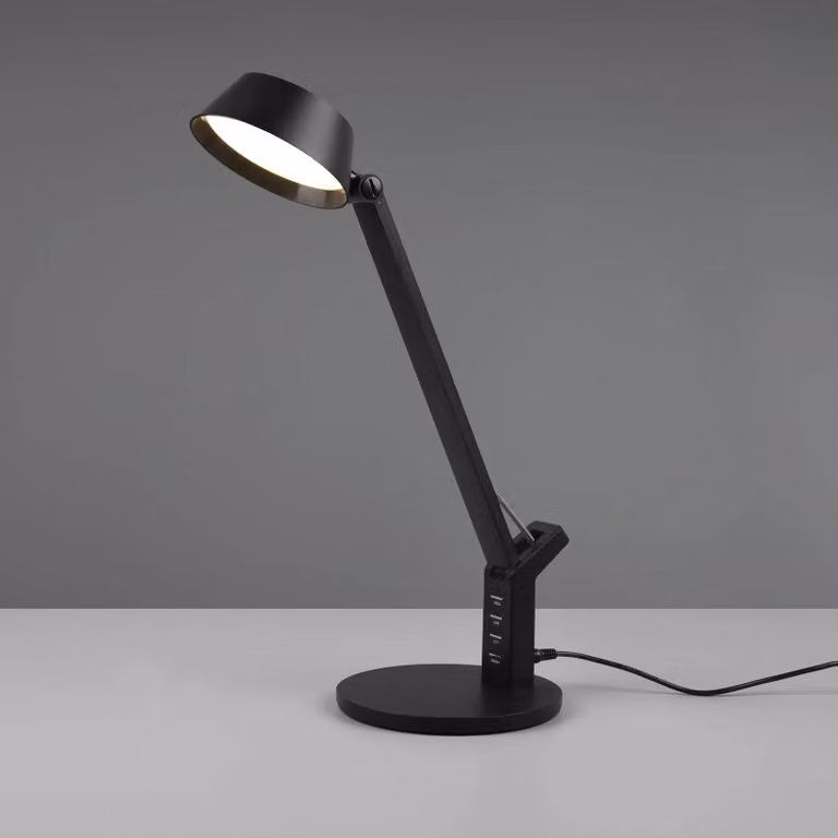 Trio Lighting Lampada da scrivania Ava, dimmerabile, Nero, Studio / Ufficio, Plastica, Moderno, Lampada da tavolo LED