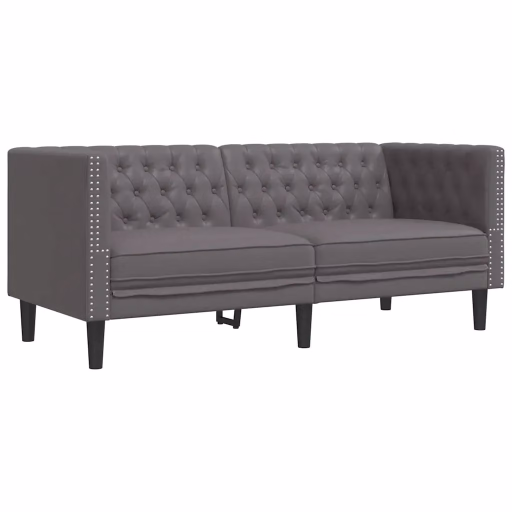 Divano Chesterfield a 2 Posti vidaXL in Similpelle Grigio L: 174 cm, P: 74,5 cm, H: 70,5 cm – 2