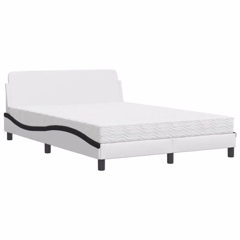 Letto con Materasso Dover Bianco e Nero 140x190 cm in Pelle finta