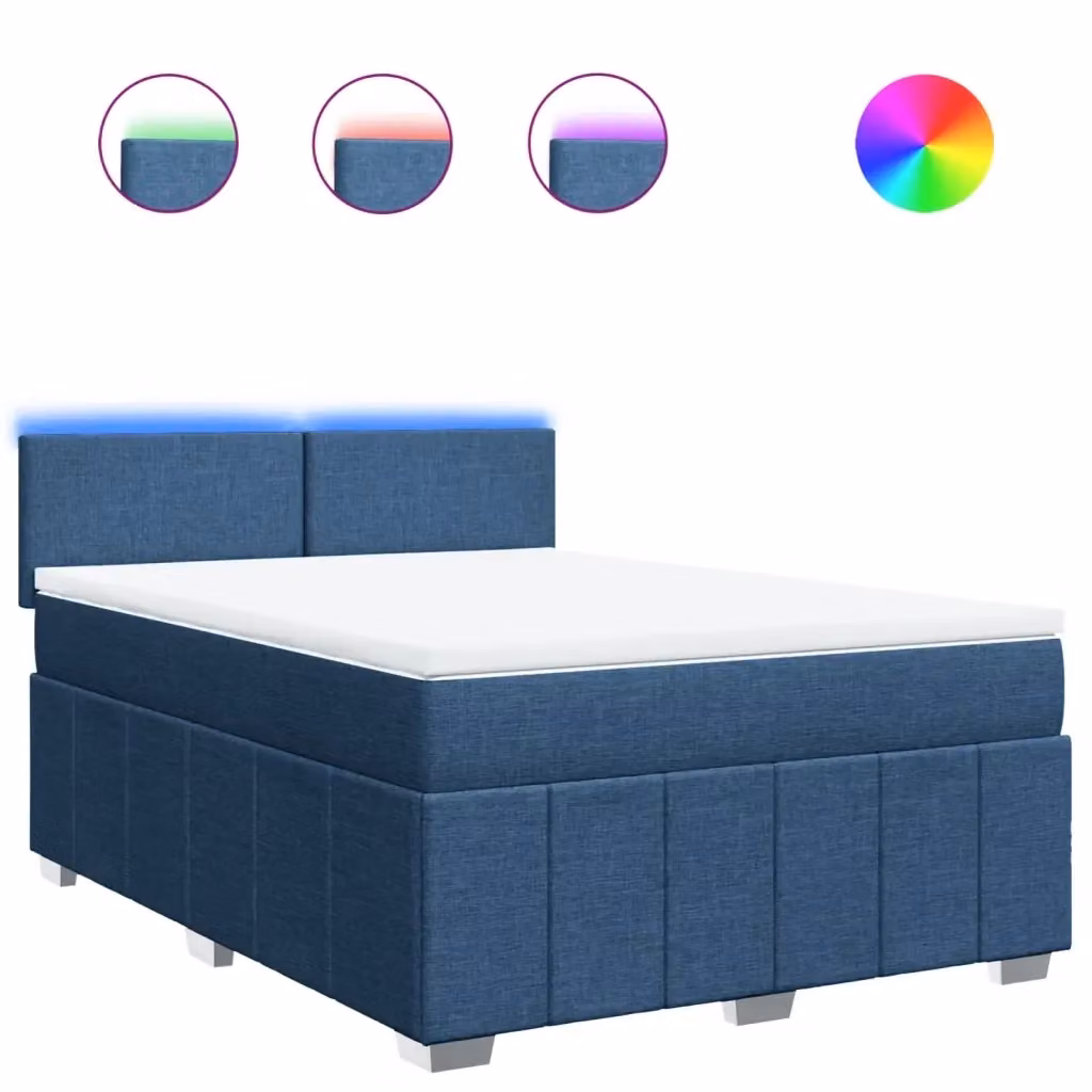vidaXL Letto Ibrido con Materasso a Molle Insacchettate Blu e Bianco L/P/H: 140 x 200 x 76,5 cm – 2