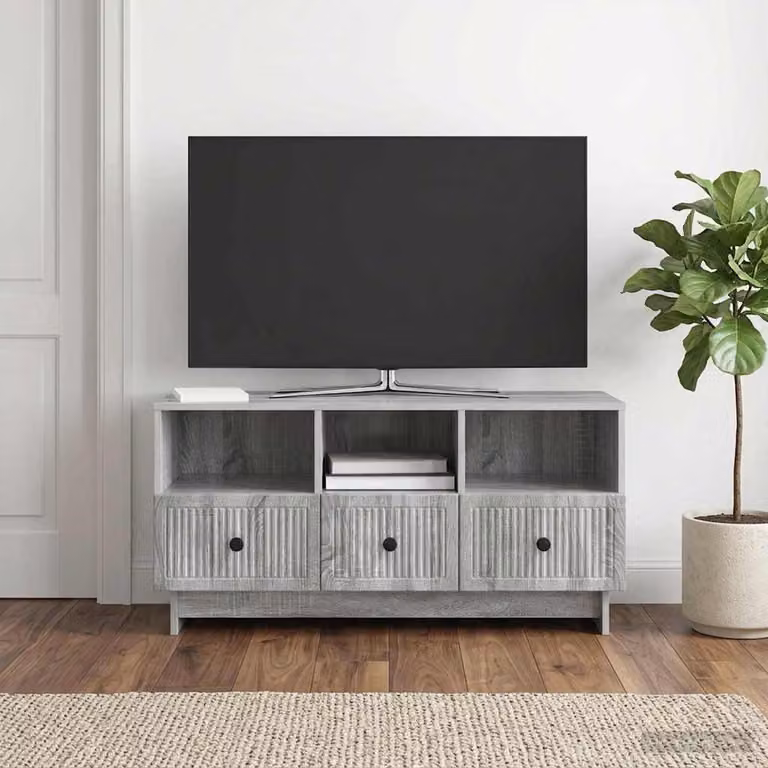 Mobile TV vidaXL moderno in legno ingegnerizzato grigio L: 102 cm, P: 34,5 cm, H: 50 cm