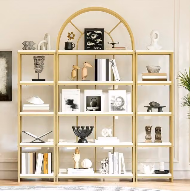 Libreria modulare 3 pezzi con struttura dorata