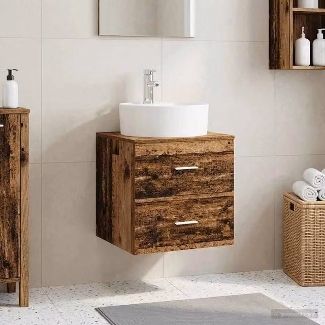 Mobile Lavabo da Parete Legno antico 49,5 x 44,5 x 65 cm 890300
