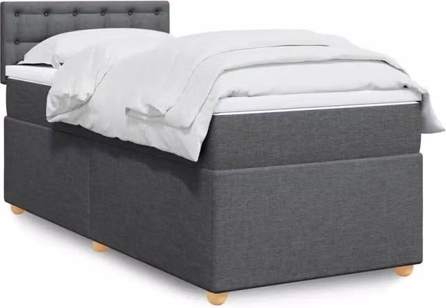 Letto Ibrido vidaXL con Giroletto a Molle e Materasso in Tessuto Grigio e Bianco L/P: 80 x 200 cm
