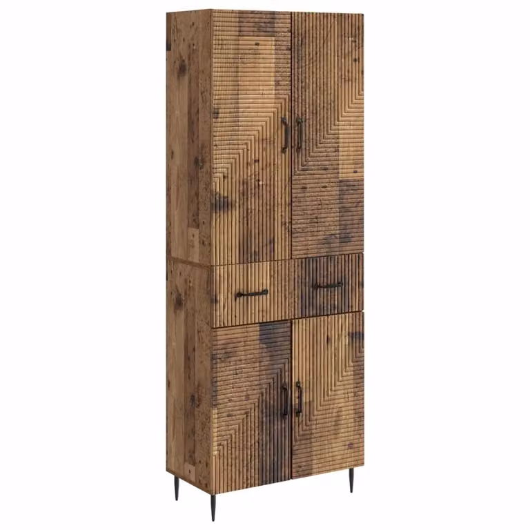 Set di mobili 2 pezzi vidaXL in stile rustico marrone con lowboard, pensile e illuminazione integrata in legno e MDF