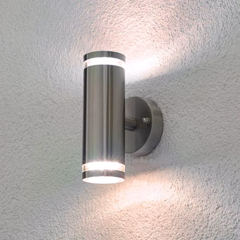 Applique da esterni a LED Tiberius Lindby, Alluminio / Grigio / Zincato, Acciaio Inox, Moderno, Applique LED da esterni
