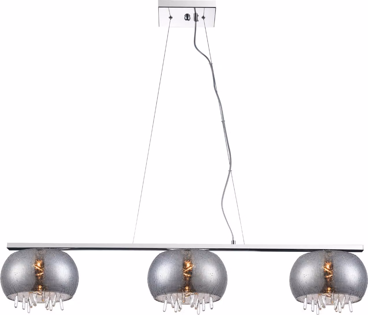 Lampada a sospensione LED ATMOSPHERA 3xG9/7W, colore argento/fumo, L: 102 L: 22 H: 120 cm, attacco G9, dimmerabile