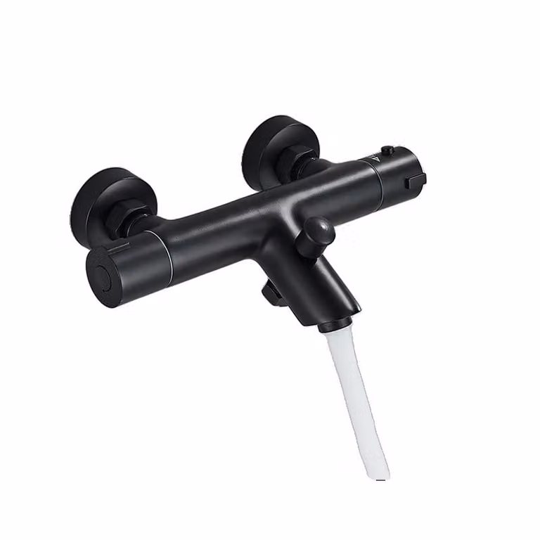 Miscelatore termostatico per doccia, cartuccia in ceramica di lunga durata, comando monocomando comfort, nero opaco E