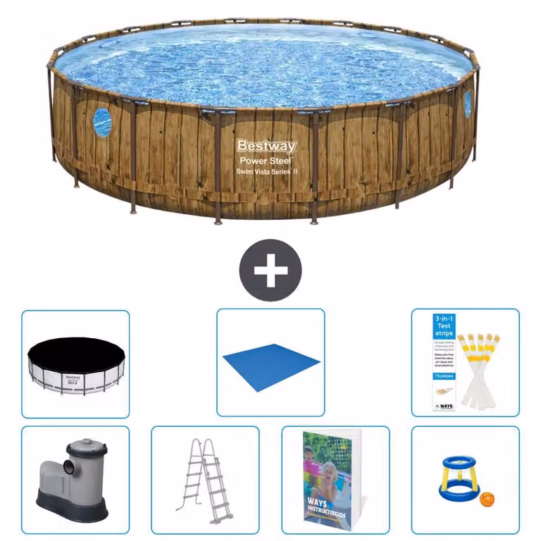 Bestway Power Steel, piscina rotonda - 549x122 cm - composta da 6 parti, modello S568