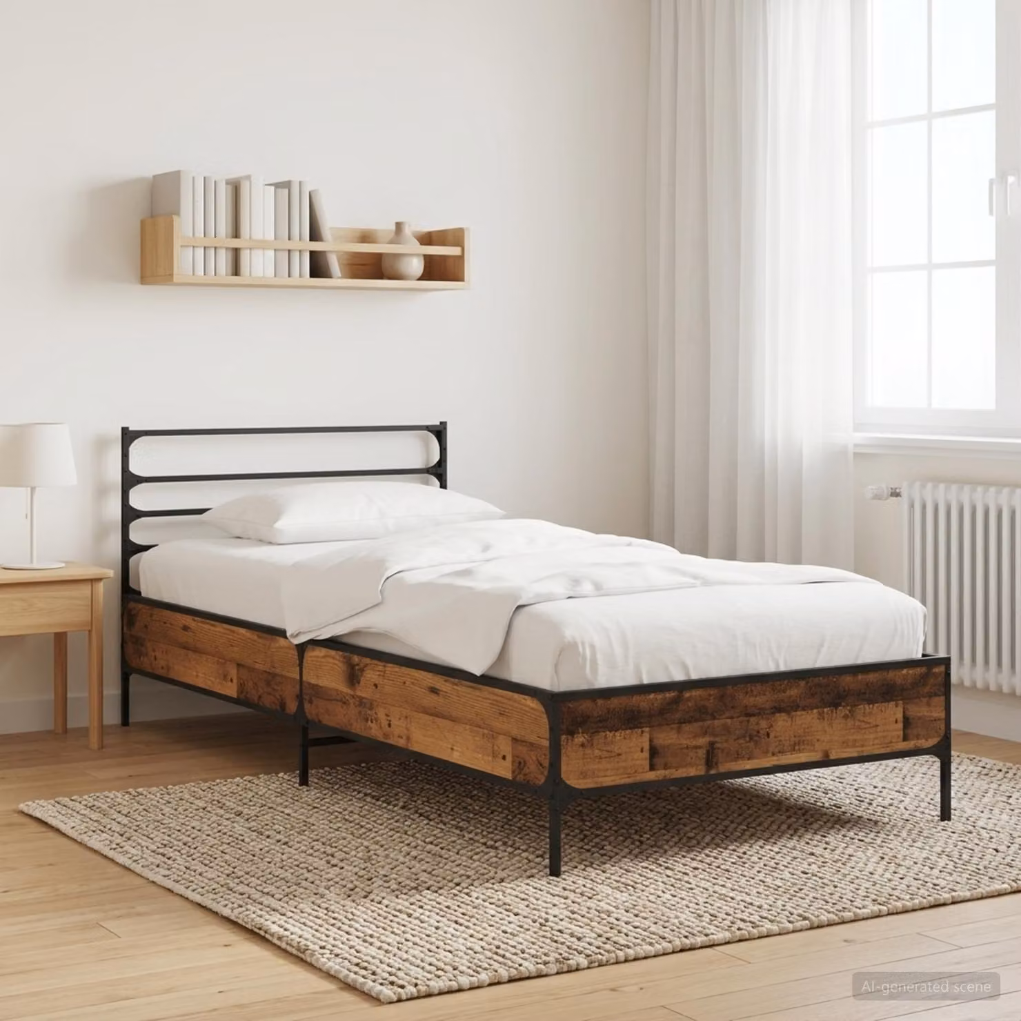 Struttura del letto moderna vidaXL in legno composito color marrone L 200 x P 80 x H 83 cm