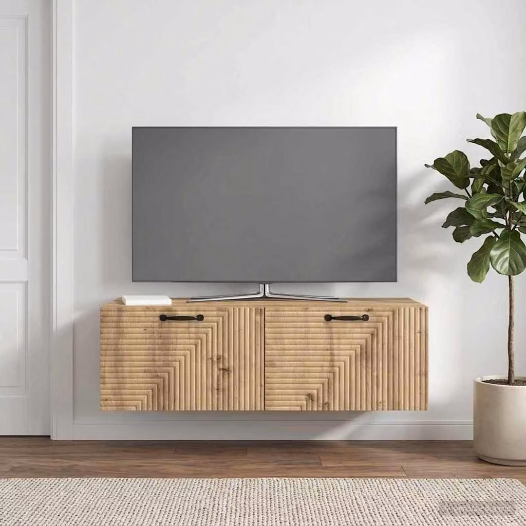 Mobile Porta TV da Muro vidaXL in Rovere Artigianale, Marrone, L: 98 cm, P: 41 cm, H: 30 cm