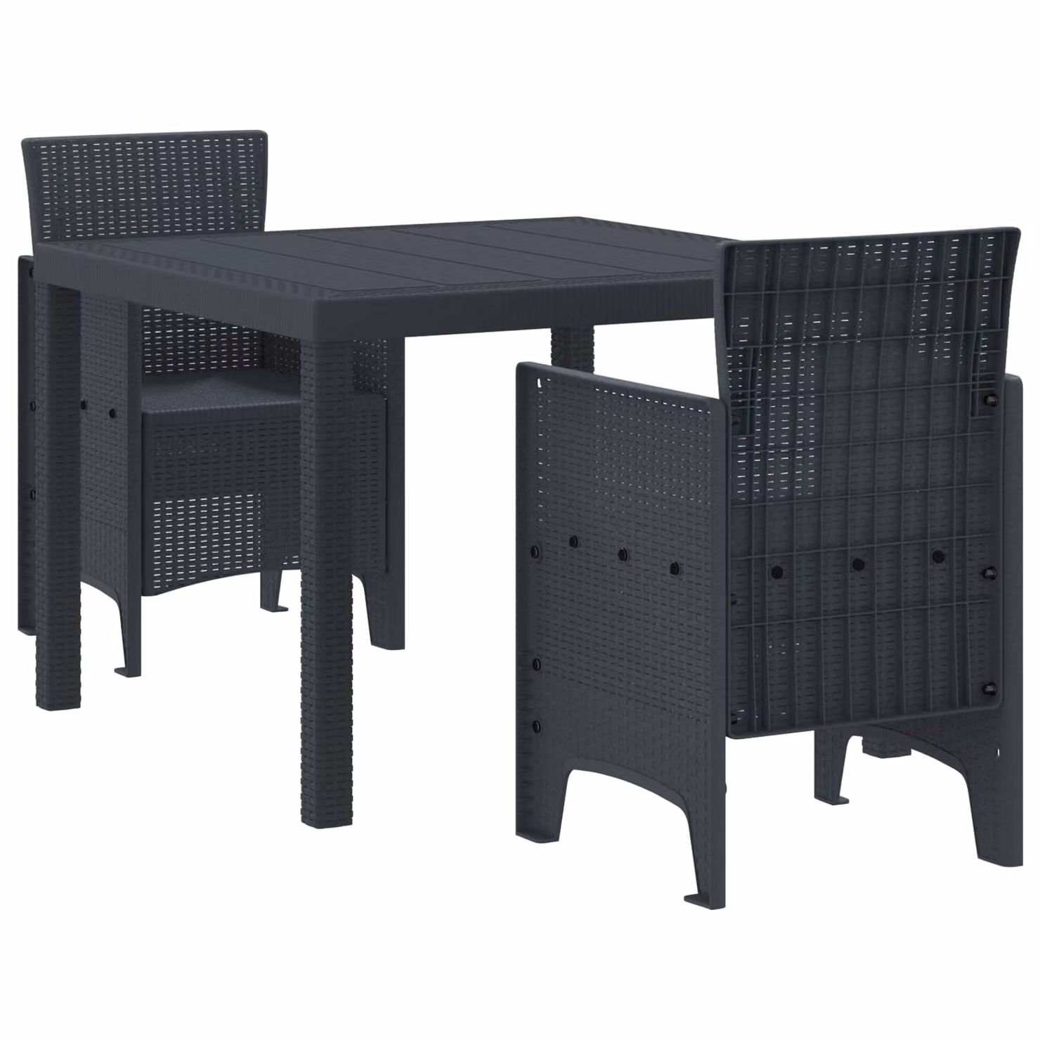 Set da pranzo per giardino e terrazza vidaXL in rattan sintetico antracite 3 pezzi