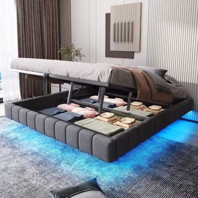 letto imbottito lino grigio 180 x 200 cm