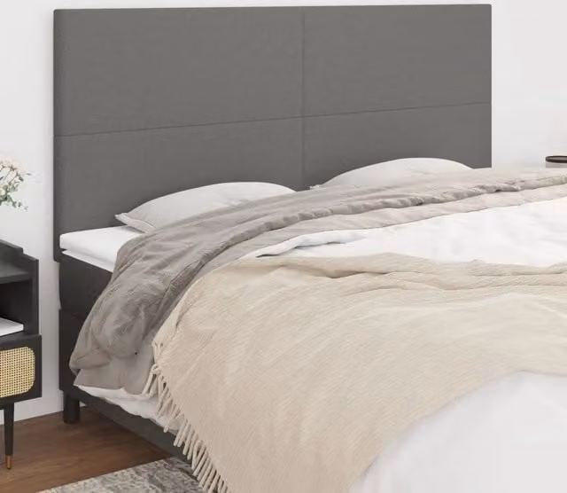 Testiera decorativa Design Mania in tessuto grigio con struttura in legno di larice, L: 200 cm, P: 5 cm, H: 118/128 cm