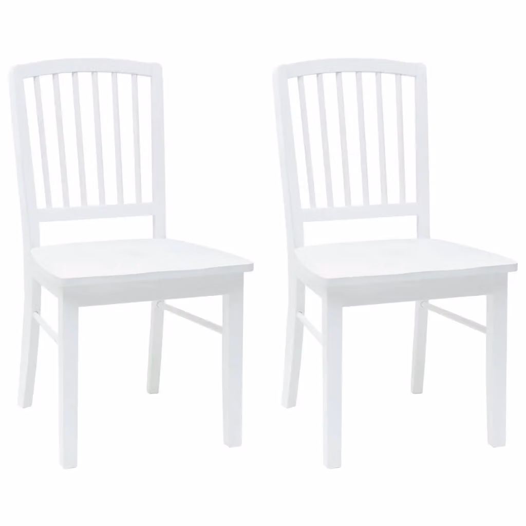Set di 2 sedie da pranzo moderne vidaXL in legno di gomma bianco L 50 cm x P 52,5 cm x H 91 cm – 2