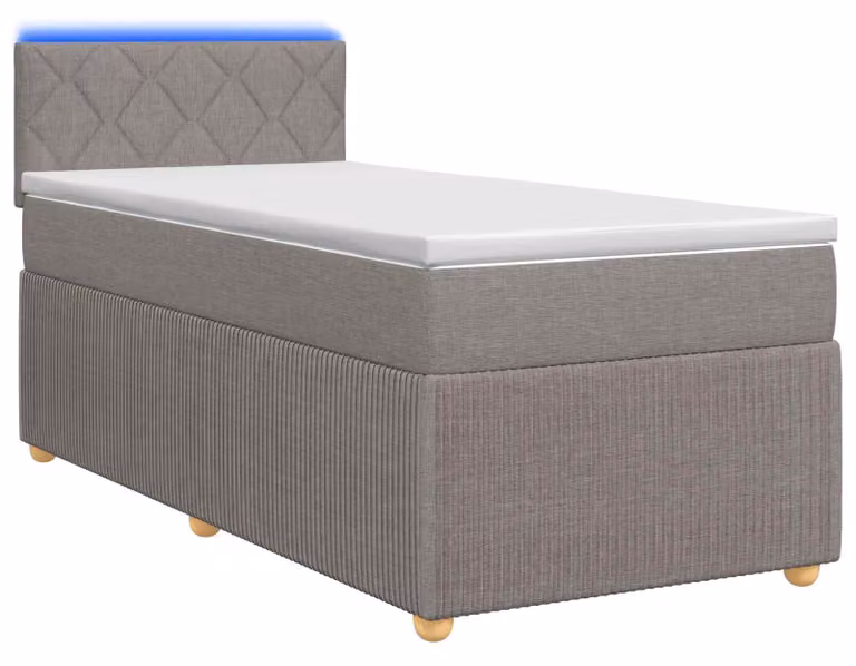 Letto a molle con materasso Taupe 100 x 200 cm in tessuto