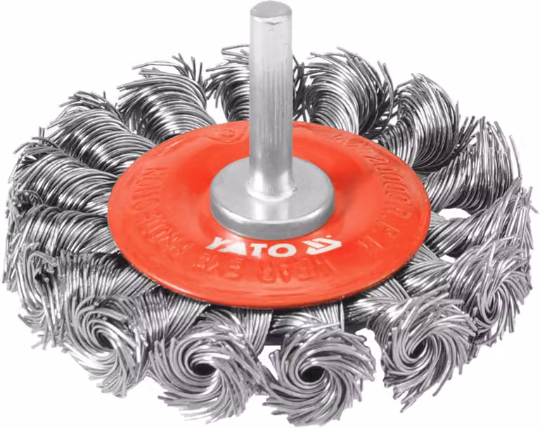 Spazzola a tazza con manico da 75 mm, filo intrecciato