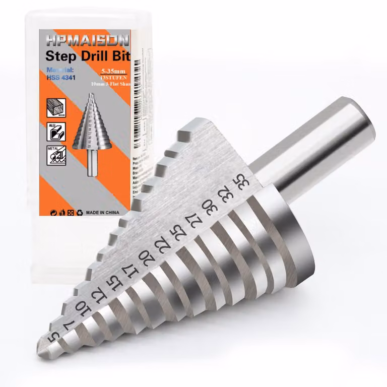 Trapano a tazza in HSS, acciaio rapido, 10 mm, 13 gradini, per metallo, legno e plastica