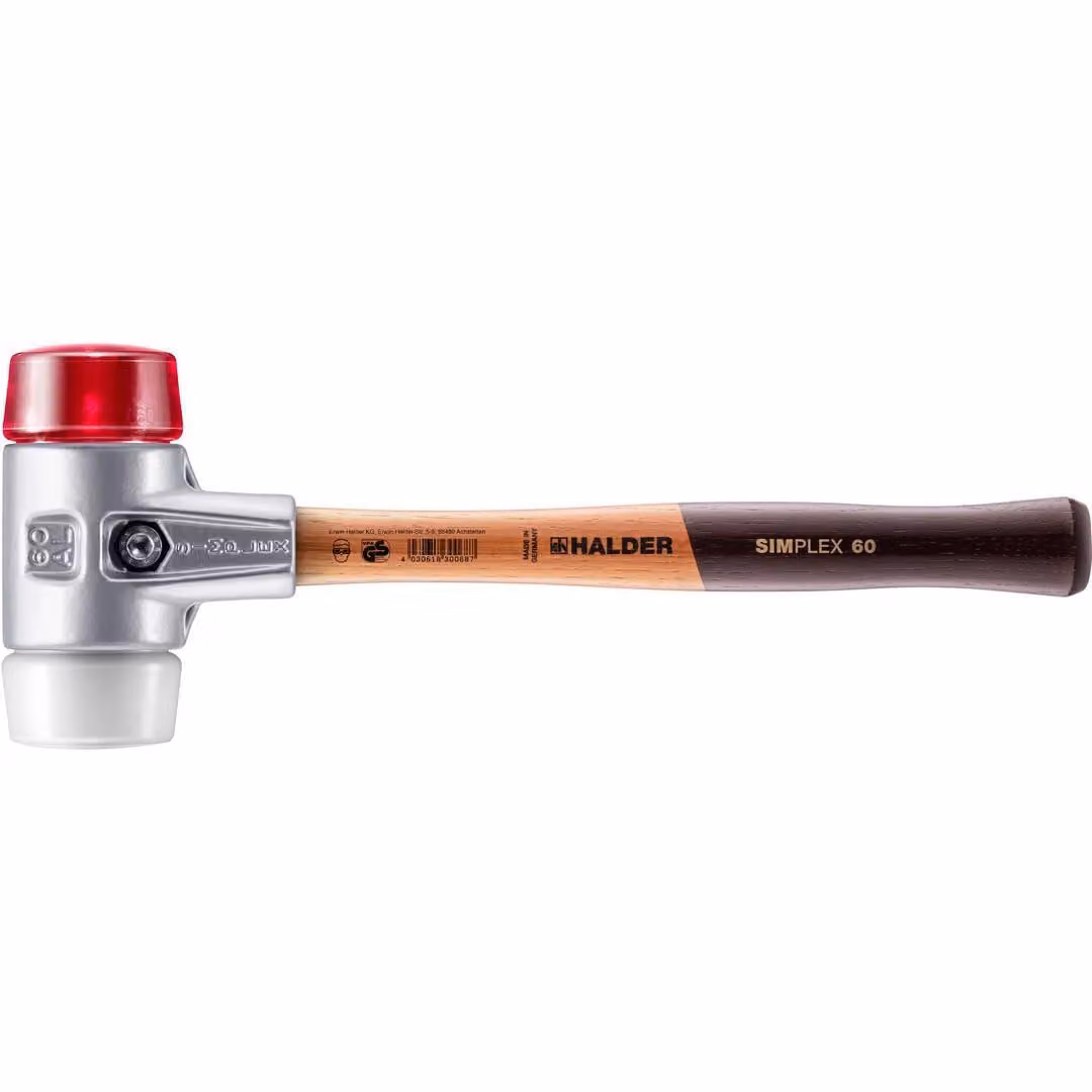 Mazza SIMPLEX soft-face con alloggiamento in alluminio e manico in legno, Ø 60, plastica / superplastica